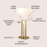 Blaire 2 - light modern farmhouse metal led table lamp with usb charging port - Tuesday Morning - Table Lamps