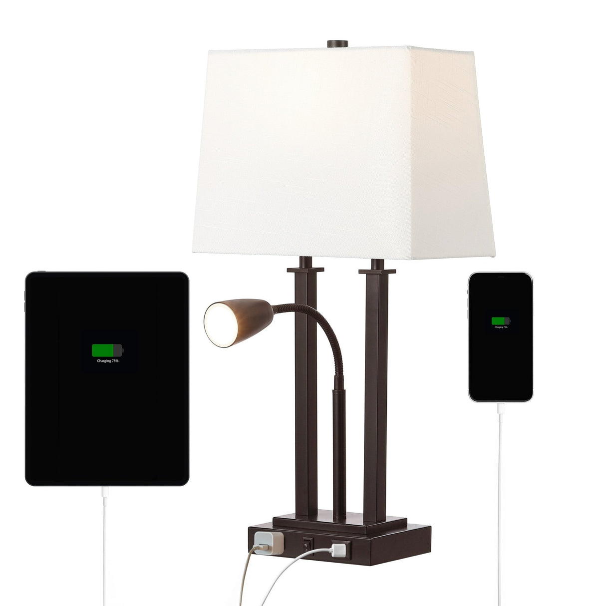 Blaire 2 - light modern farmhouse metal led table lamp with usb charging port - Tuesday Morning - Table Lamps