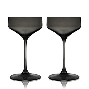 Reserve Nouveau Crystal Coupe Glasses in Smoke Set of 2