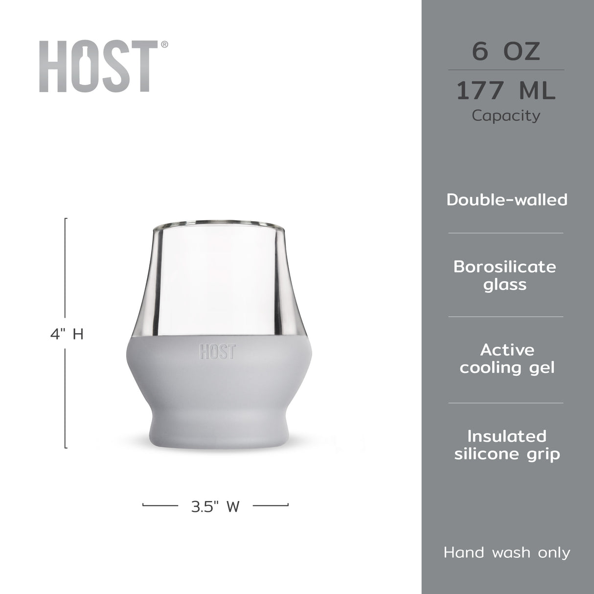 Glass Tasting FREEZE™ –(Set of 2) 6.7 oz Insulated Glass with Cooling Gel & Silicone Grip