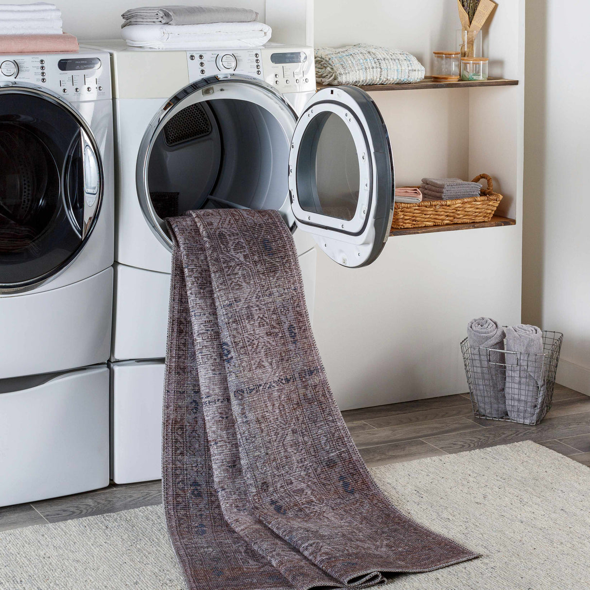 Brown Ballinasloe Vintage Washable Area Rug - Clearance