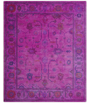 Bloom Overdyed Traditional Oushak Pink And Blue Hand Tufted Wool Rug