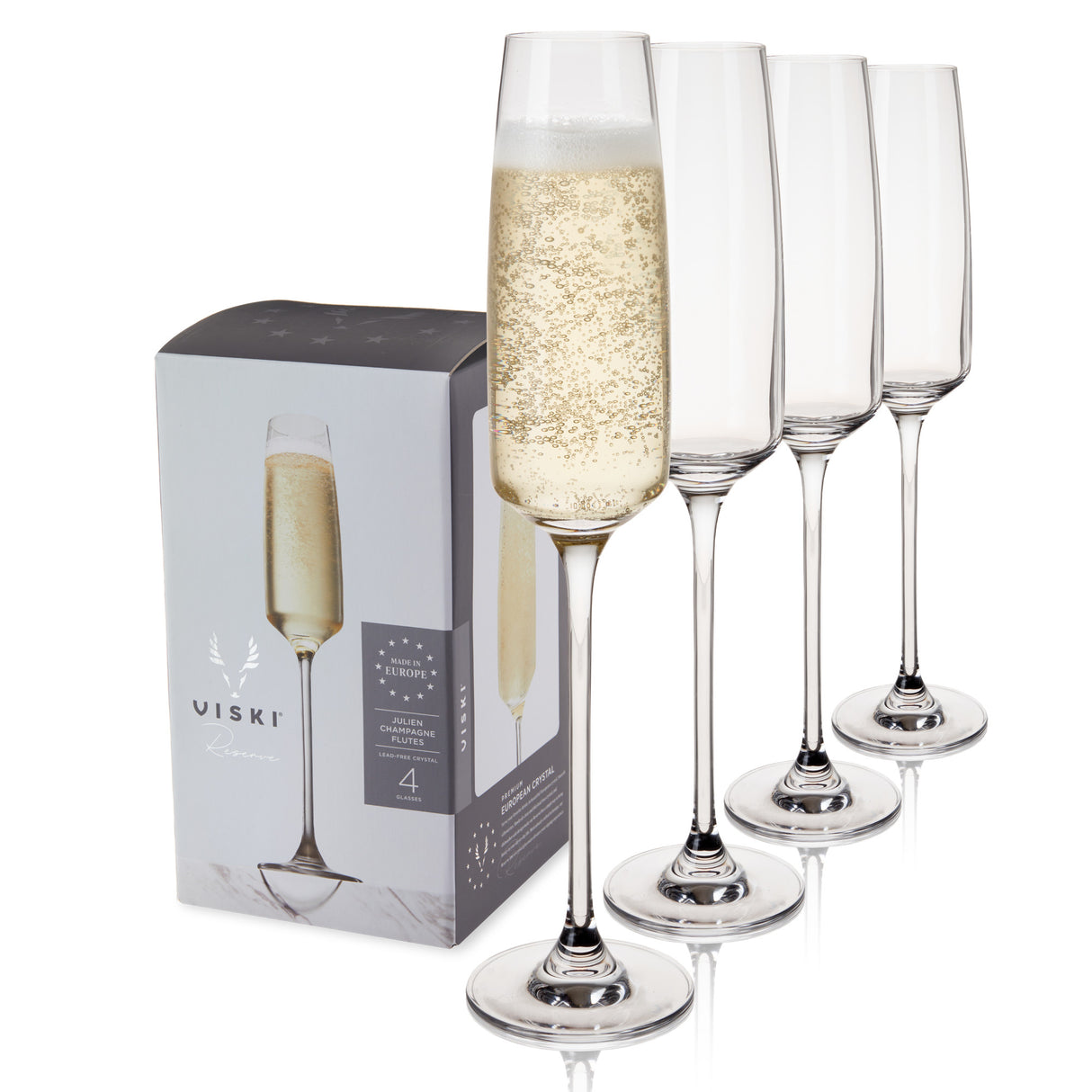 Reserve-julien-crystal-champagne-flute-glasses-viski®-Champagne-Glasses