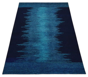 Ombre Blue 5x7 Modern Abstract Wool Hand Woven Southwestern Lori Rug