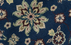 Blue And Beige Traditional Oriental Design Hand Knotted 2.5x8 wool area rug