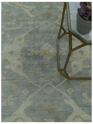 Blue And Beige Traditional Oushak Design Hand Knotted 6x9 wool area rug