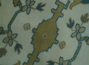 Blue And Beige Traditional Oushak Hand Knotted Custom Made wool rug