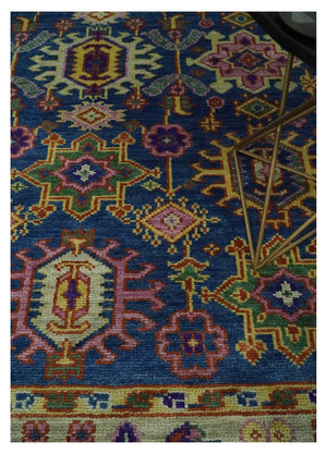 Blue and Beige Traditional Turkish Design Wool Hand Knotted Multi Sizes Area Rug