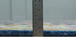 Blue and Beige Traditional Turkish Design Wool Hand Knotted Multi Sizes Area Rug
