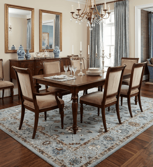 Blue and Brown Traditional Oriental Oushak Hand Tufted Custom Made wool Area Rug