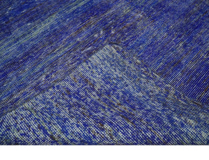 Blue and Charcoal Modern Abstract Hand knotted 8x10 Art Silk Area Rug