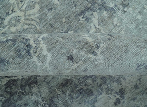Blue And charcoal Transitional Design Hand Knotted 8.8x11.6 Wool Area Rug