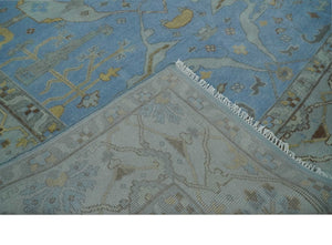 Blue and Gray Hand knotted Oriental Oushak 9x12 wool Area Rug