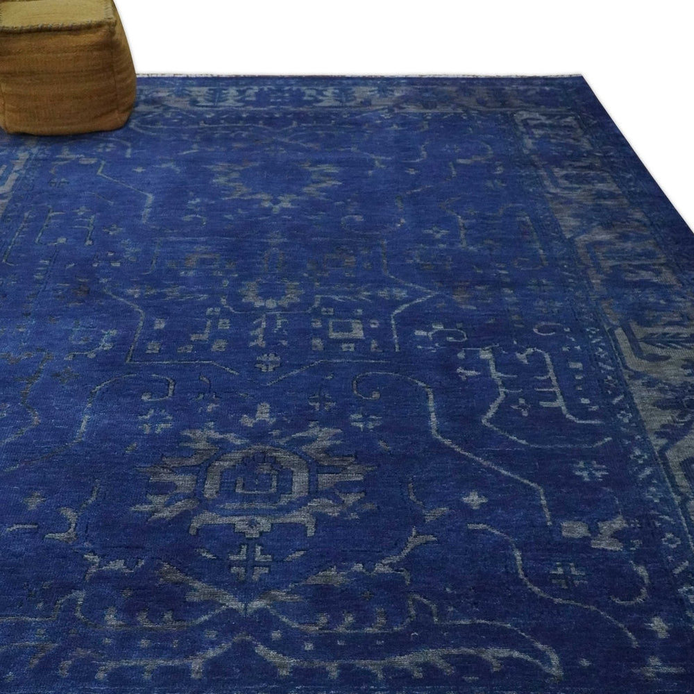 Blue and Gray Hand knotted Oriental Oushak Multi Size wool Area Rug