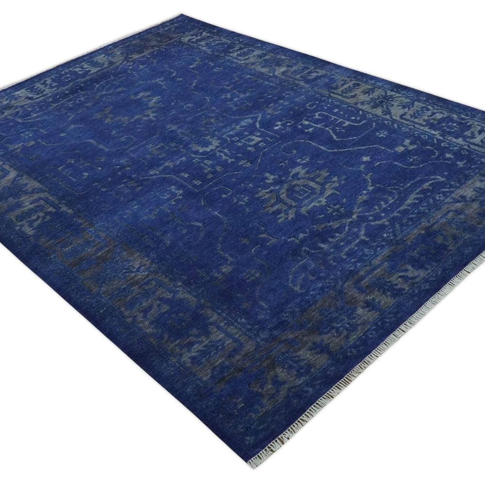 Blue and Gray Hand knotted Oriental Oushak Multi Size wool Area Rug