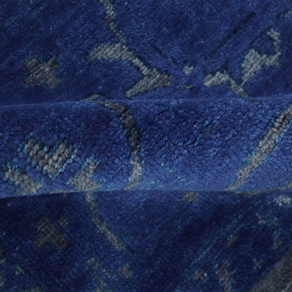 Blue and Gray Hand knotted Oriental Oushak Multi Size wool Area Rug