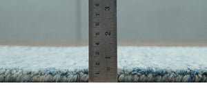 Custom Made Blue and Ivory Shaded Solid Wool Hand Woven Layering Area Rug