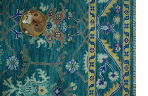 Blue and Mustard Hand knotted Traditional Oriental Oushak 9x12 wool Area Rug