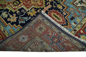 Blue and Rust Hand Knotted 8x10, 9x12, 10x14 and 12x15 Wool Antique Area Rug