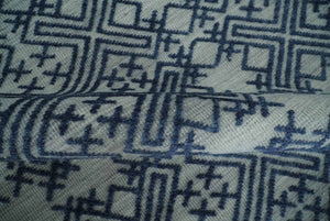 Blue and silver Hand carved Design Traditional Medallion Hand knotted 10x14 wool Area Rug