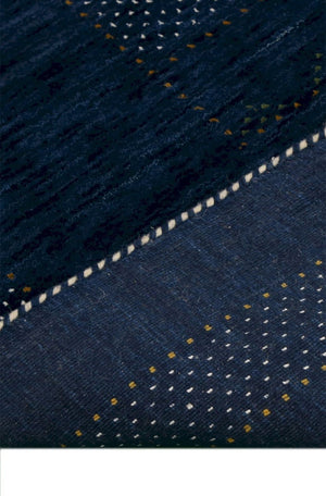 Blue And White Center Pattern Design Hand Loomed Wool Area Rug