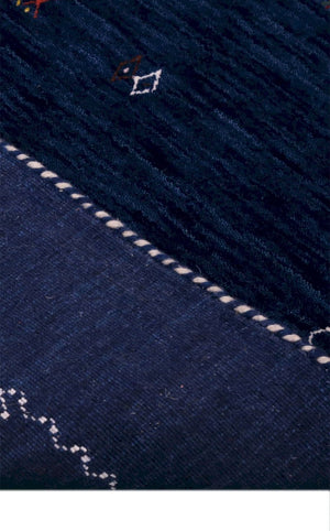 Blue And White Modern Design Hand Loomed Wool Area Rug
