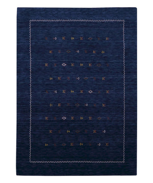 Blue And White Modern Design Hand Loomed Wool Area Rug