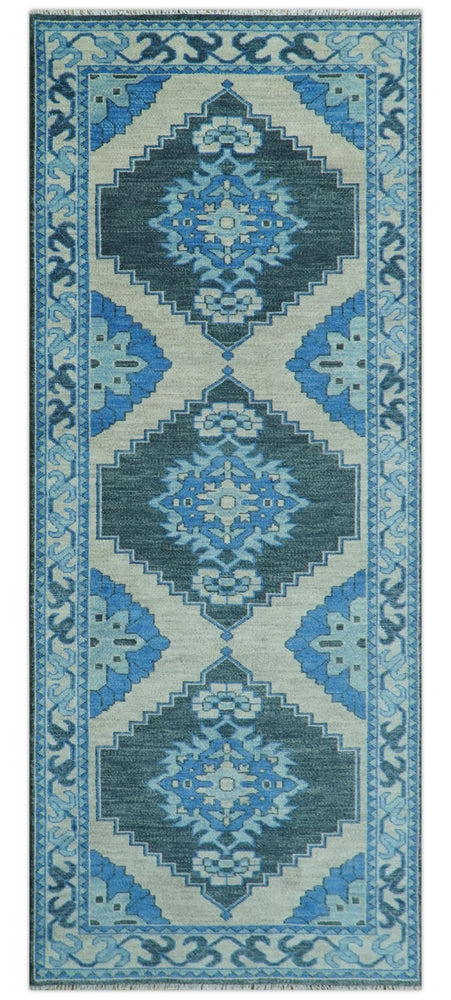 Blue and Black  Hand Knotted  Traditional Heriz Multi Size Wool Area Rug