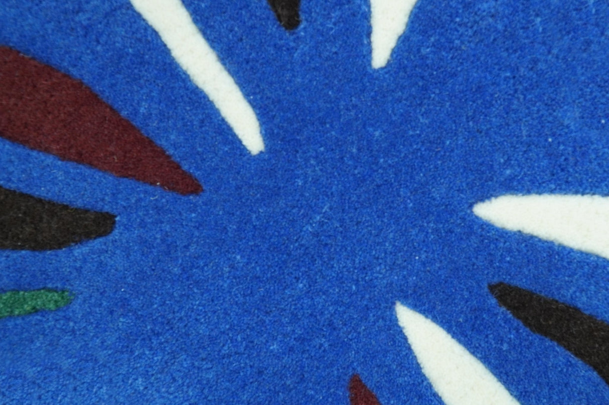 Blue Butterfly Hand Tufted 2x3 Wool Area Rug
