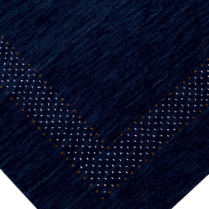 Blue Center Pattern Hand Loomed Wool Area Rug