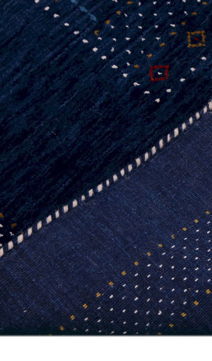 Blue Center Pattern Hand Loomed Wool Area Rug