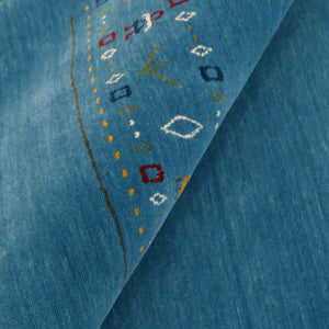 Blue Contemporary Design Hand Loomed Wool Area Rug