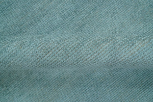 Blue Modern Solid Low Pile Hand Knotted 10x14 Bamboo Silk Area Rug