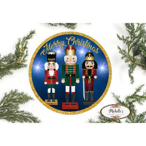 Blue Nutcracker Merry Christmas Sign
