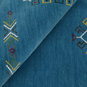Blue Tribal Center Medallion Design Hand Loomed Wool Area Rug