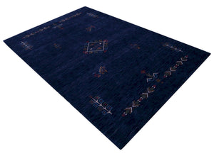 Blue Tribal Center Medallion Hand Loomed Wool Area Rug