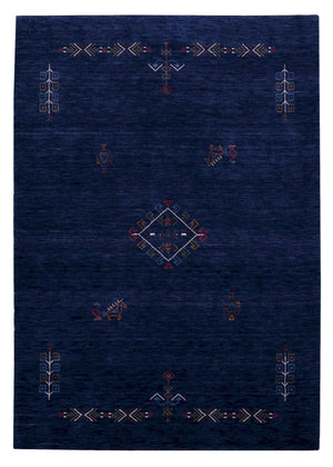 Blue Tribal Center Medallion Hand Loomed Wool Area Rug
