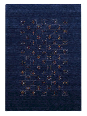 Blue Tribal Design Hand Loomed Wool Area Rug
