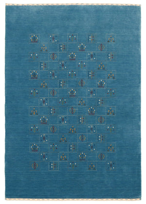 Blue Tribal Design Hand Loomed Wool Area Rug