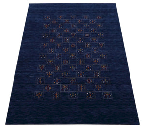 Blue Tribal Design Hand Loomed Wool Area Rug