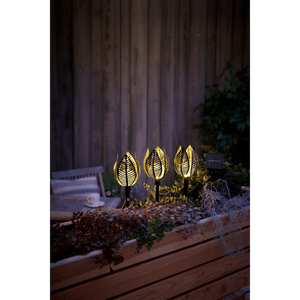 Solar Powered Copper Lily lights - set of 3