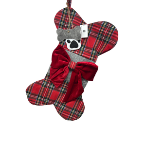 Bone Plaid Stocking  For Pets