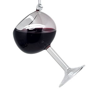 Glass Wine Glass Ornament - Cabernet
