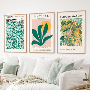 Colorful Matisse-Inspired Wall Art. Set of 3 Modern Abstract Prints