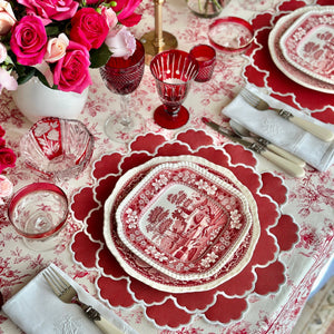 Timeless Red Scalloped Faux Leather Placemat