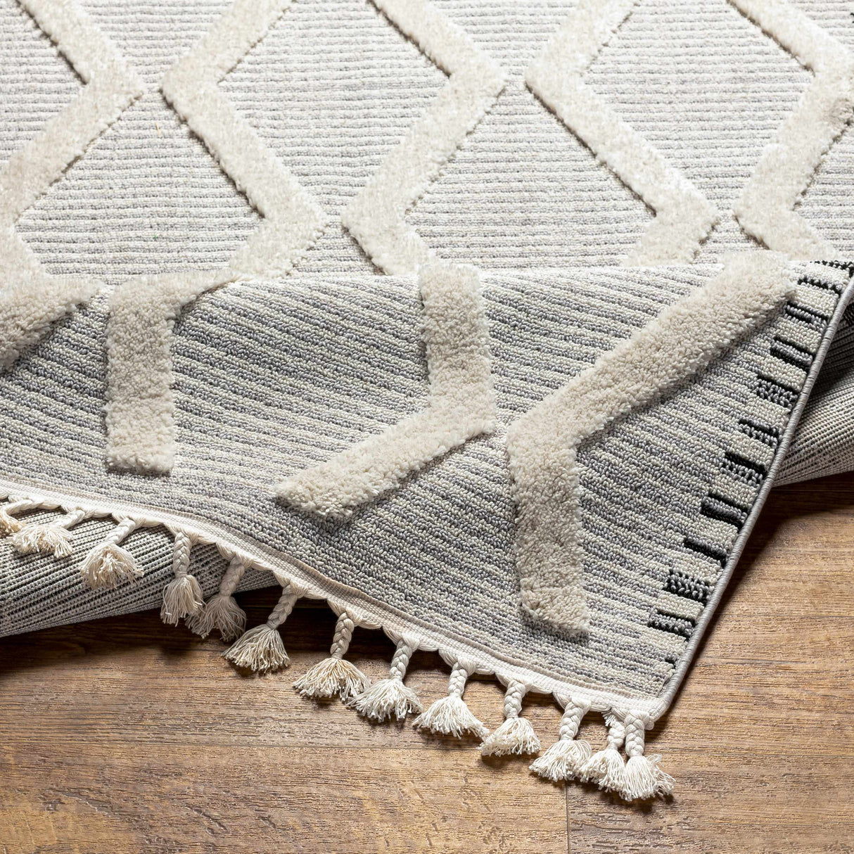 Bolong High/Low Pile Rug with Tassels - Clearance