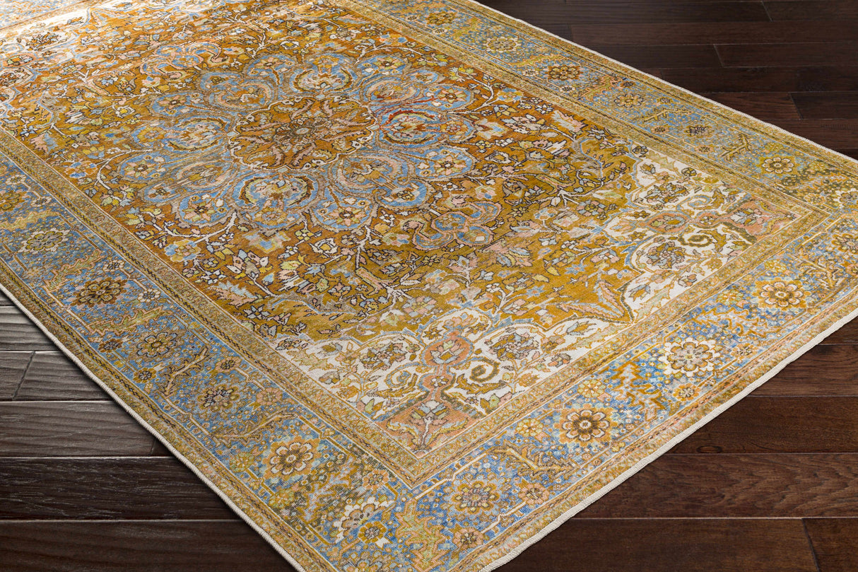 Bonbon Mustard & Blue Washable Rug