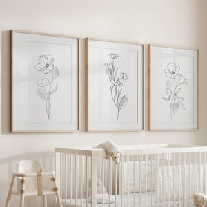 Black and White Botanical Prints. Modern Minimalist Line Art