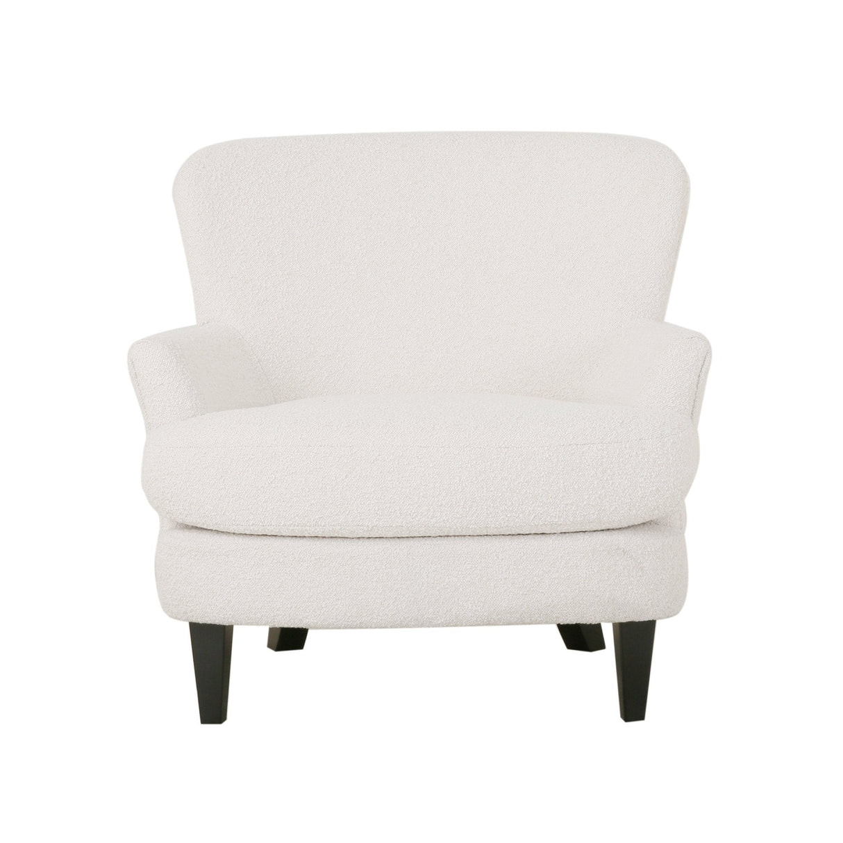Boucle Fabric Upholstered Accent Chair with Ottoman - Accent Chairs