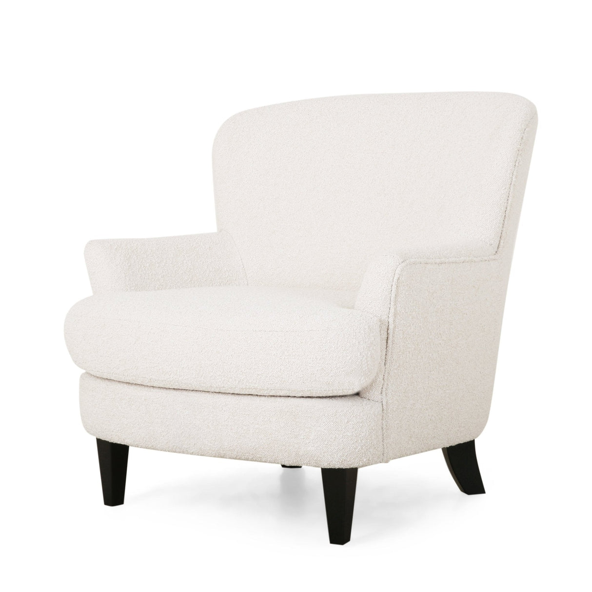 Boucle Fabric Upholstered Accent Chair with Ottoman - Accent Chairs